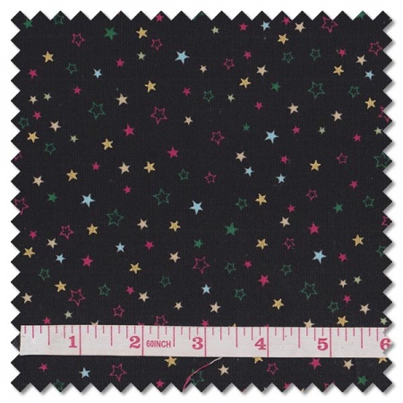 Cosy Home Christmas - stars black (per 1/4 metre)
