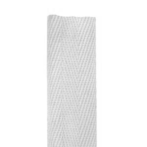 25mm cotton herringbone tape - white (by the metre)