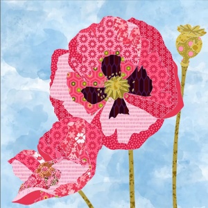 Lewis & Irene Flower Collection Poppy natural panel