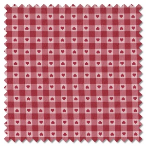 Grandma's Quilts - heart gingham red (per 1/4 metre)