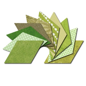 Diamond fabric charm packs - green prints