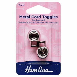 6mm metal cord toggles - silver