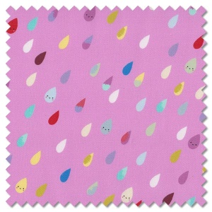 Whatever The Weather - rainbow raindrops lilac (per 1/4 metre)