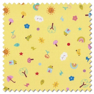 Whatever The Weather - polka dot motifs sunshine (per 1/4 metre)