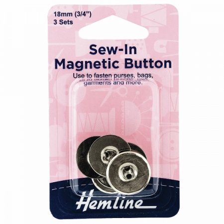 18mm sew in magnetic button - silver