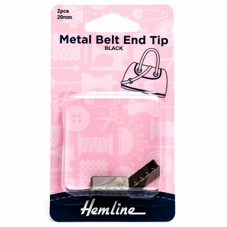 20mm metal belt end tips - nickel black