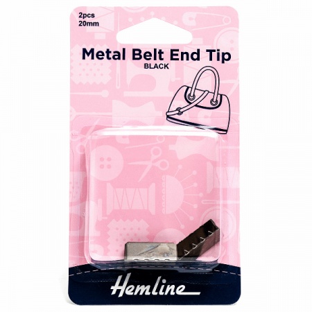 20mm metal belt end tips - nickel black