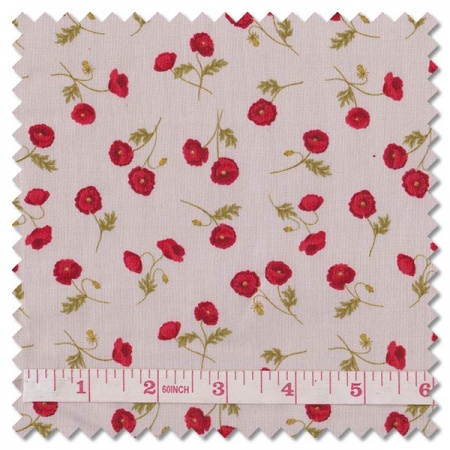 Poppies - little poppies on natural (per 1/4 metre)