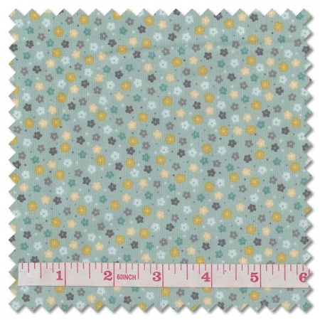 Spring Hare Reloved - small daisies on duck egg (per 1/4 metre)