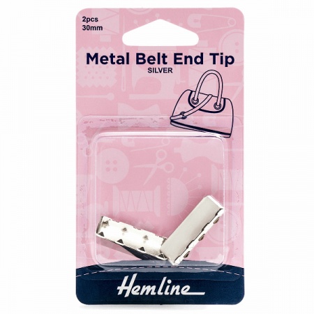 30mm metal belt end tips - silver
