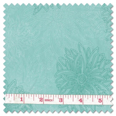 Floral Elements - aqua haze (per 1/4 metre)