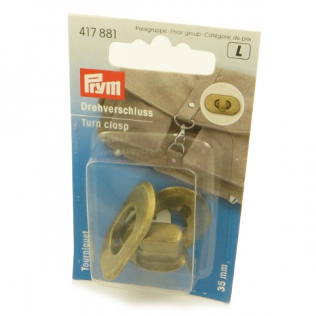 Prym  antique brass turn clasp bag fastener