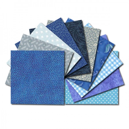 Square fabric charm packs - blue & aqua prints