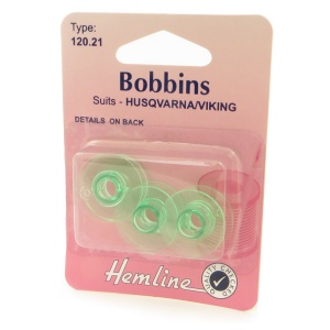 Plastic sewing machine bobbin 3 pack - Husqvarna/Viking blue green