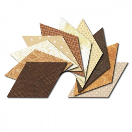 Diamond fabric charm packs - cream and brown prints