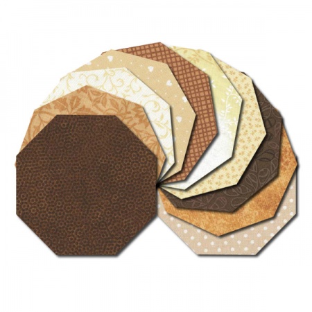Octagon fabric charm packs - cream and brown prints