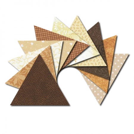 Triangle fabric charm packs - brown & cream prints