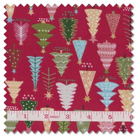 Cosy Home Christmas - trees red (per 1/4 metre)