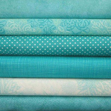 Aqua colour coordinates 6 fat quarter pack