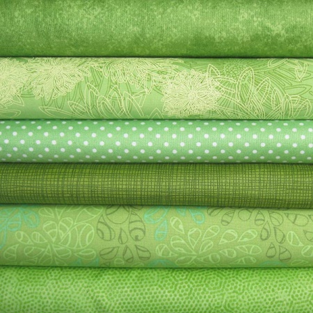 Green colour coordinates 6 fat quarter pack