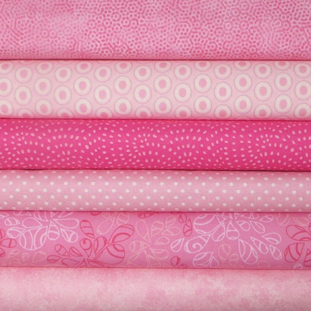 Pink colour coordinates 6 fat quarter pack