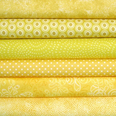 Yellow colour coordinates 6 fat quarter pack