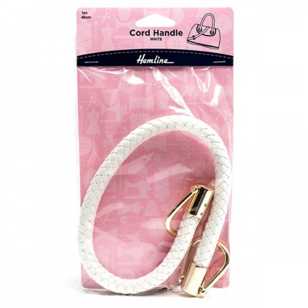 Hemline cord bag handle - white