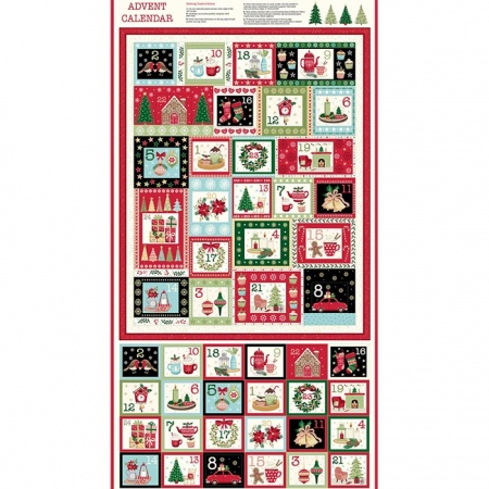 Makower Cosy Home Christmas advent calendar quilt panel