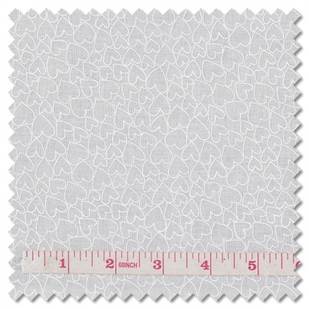 Essentials - white on white hearts (per 1/4 metre)