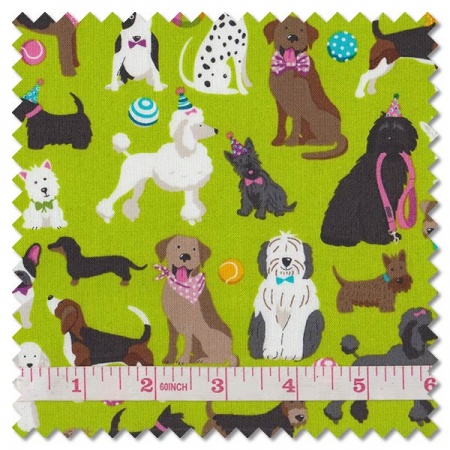 Furry Friends - dogs green (per 1/4 metre)