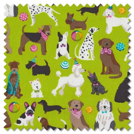Furry Friends - dogs green (per 1/4 metre)