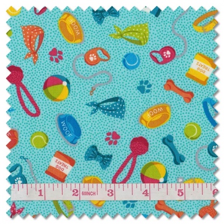 Furry Friends - scatter blue (per 1/4 metre)