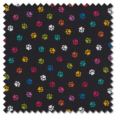 Furry Friends - pawprints black (per 1/4 metre)