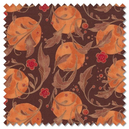 Forest Frolic - swirly leaves chocolate (per 1/4 metre)