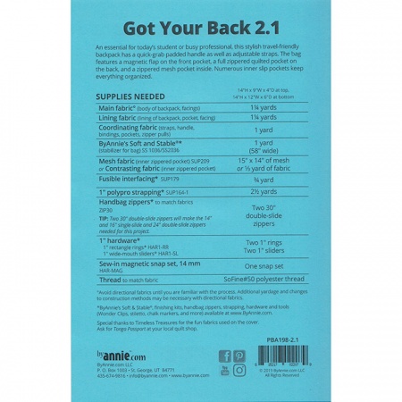 By Annie Got Your Back 2.1 bag pattern