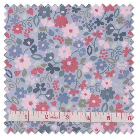 Grandma's Quilts - ditzy floral on blue (per 1/4 metre)