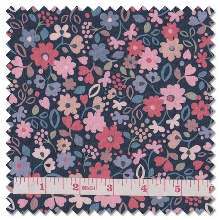 Grandma's Quilts - ditzy floral on dark blue (per 1/4 metre)