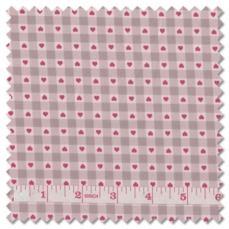 Grandma's Quilts - heart gingham natural (per 1/4 metre)