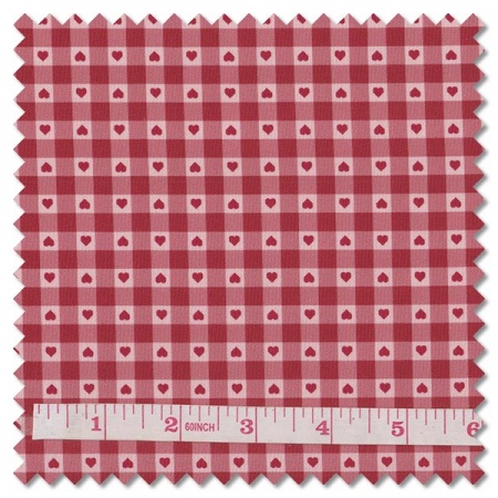 Grandma's Quilts - heart gingham red (per 1/4 metre)