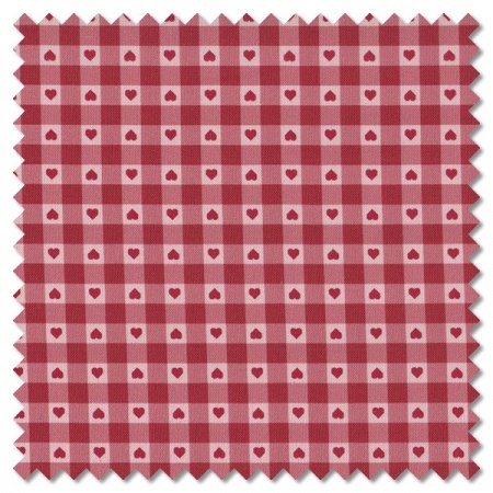 Grandma's Quilts - heart gingham red (per 1/4 metre)