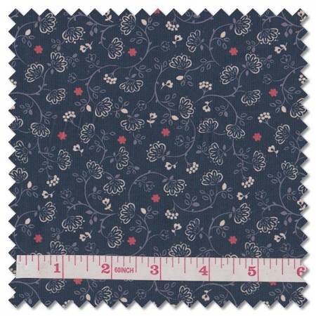 Grandma's Quilts - flower chains on dark blue (per 1/4 metre)