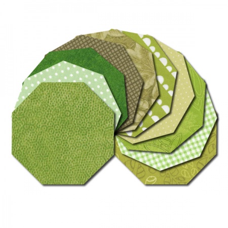Octagon fabric charm packs - green prints
