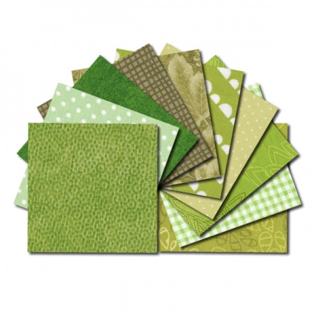 Square fabric charm packs - green prints