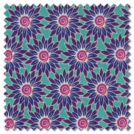 Henna - sunflower turquoise lilac (per 1/4 metre)