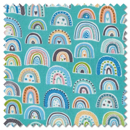 In The Jungle - rainbows blue (per 1/4 metre)