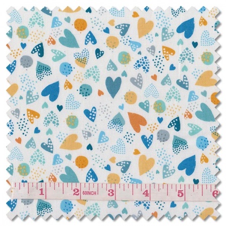 In The Jungle - hearts blue (per 1/4 metre)