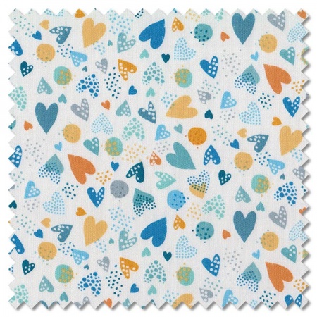 In The Jungle - hearts blue (per 1/4 metre)
