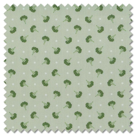 The Kitchen Garden - polka dot broccoli on light green (per 1/4 metre)