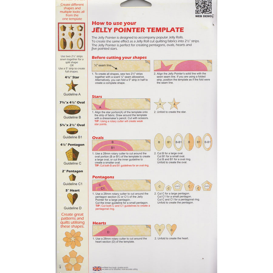 Sew Easy Squadra Curvilinea Da Sarto Jelly Pointer – Acrilico Taglio Laser, Forme Per Patchwork E Cucito