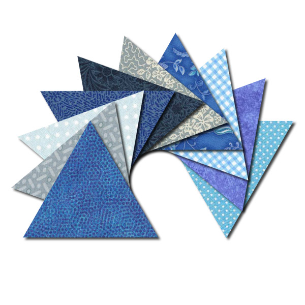 Blue triangle fabric charm packs Blue fabric equilateral triangles